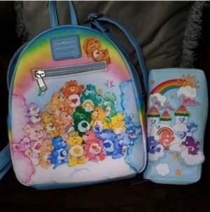 ❄️❄️ Loungefly Care Bears Vintage Rainbow Mini Backpack & wallet set
